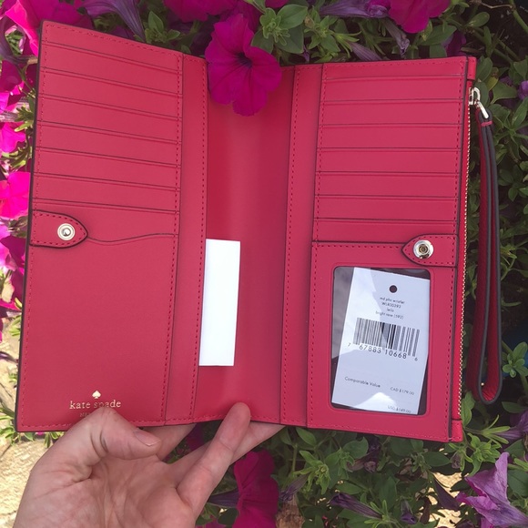 Kate Spade wallet Leila Phone wristlet bright rose - Picture 5 of 7